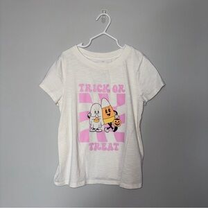 Kids Trick or Treat Graphic Tee - White & Pink